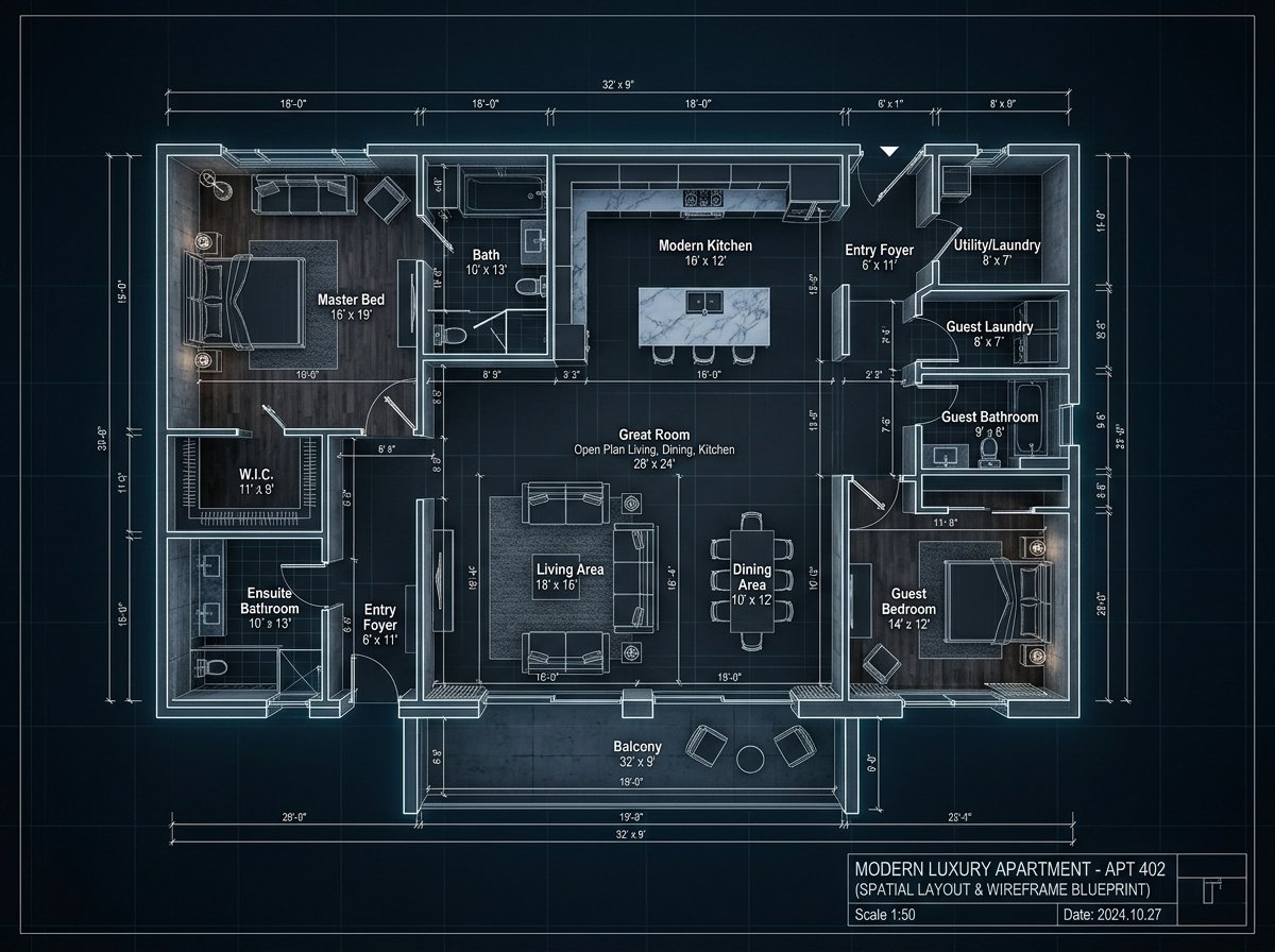 3D CAD Spatial Design Blueprint